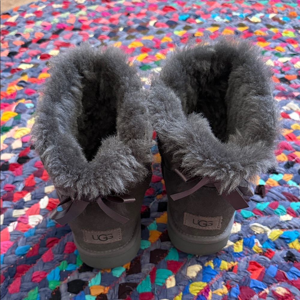 Grey Bow Ugg Boots